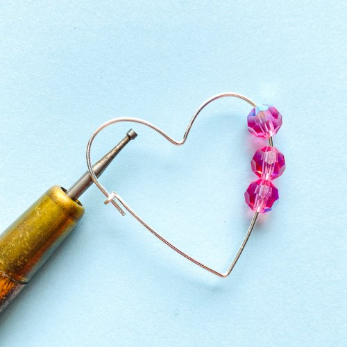 Margot Potter's Beaded Wire Heart Hoop Earrings - , Contemporary Wire Jewelry, Design, round the end of the wire